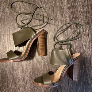 Olive Green Open Toed Heels